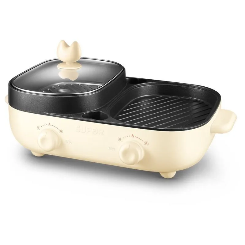 SUPOR Electric BBQ Grilling Pan and Hot Pot Multi-function Roasting Cookware Hot Plate 220V