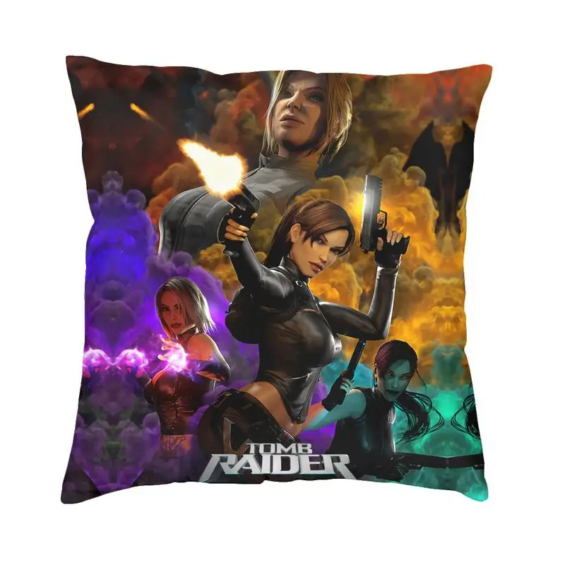 Lara Croft Tomb Raider Cushion Cover 3D Print Adventure Video Game Square Throw Pillow Case for Sofa Pillowcase Home Decoration