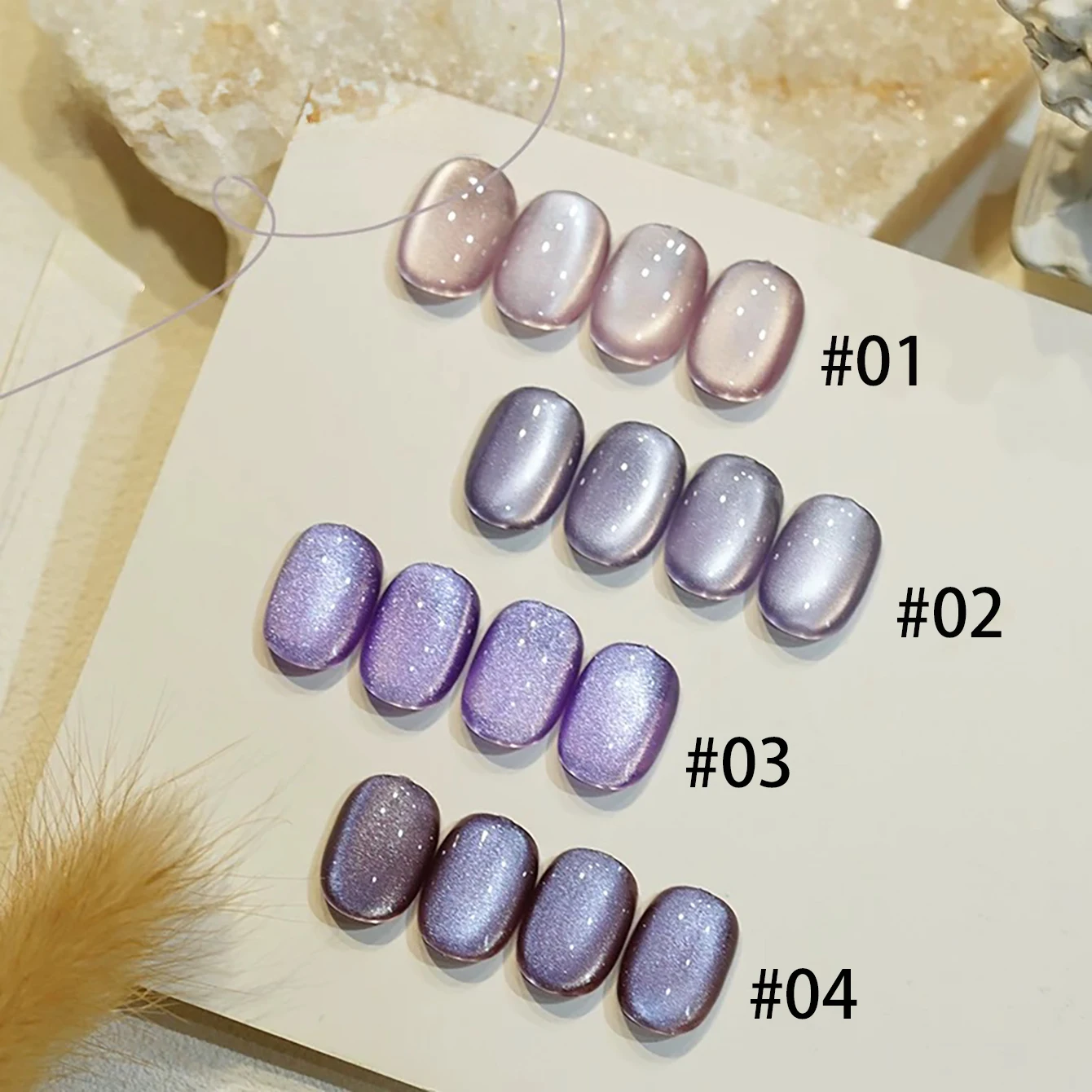 MIANEL Esmalte de uñas en gel para ojos de gato serie púrpura transparente, uñas de otoño, serie de hielo de otoño, Navidad, 1-6 piezas