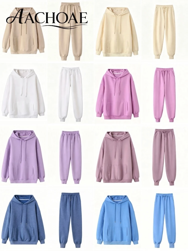 AACHOAE Women's Tracksuit Hooded Sweatshirt and Jogger Pants Set Casual Fleece Two Piece Set Hoodie Matching Set Co Ord Set view 5