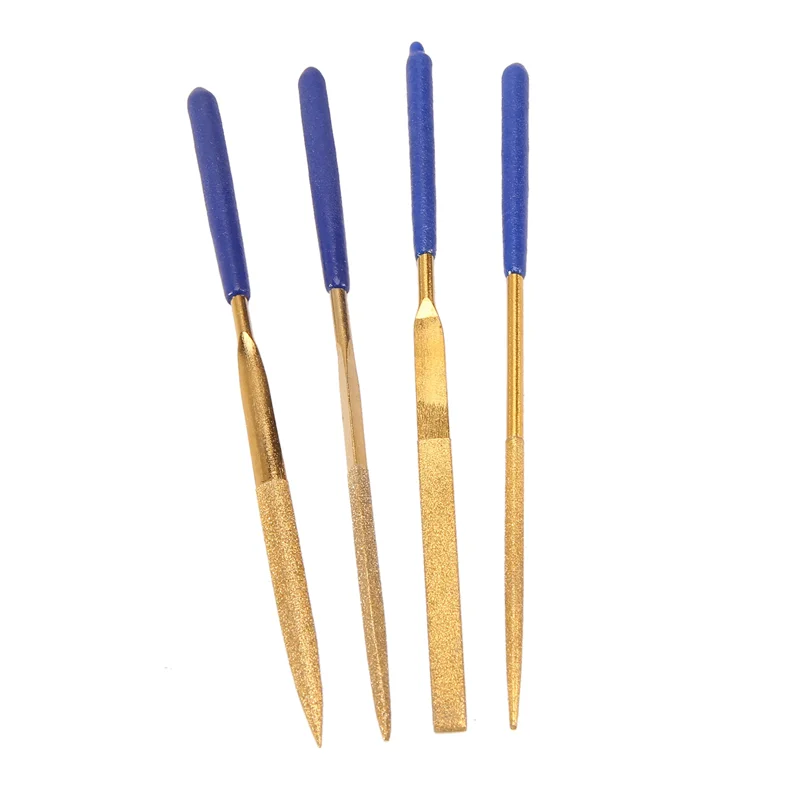 12Pcs Titanium Coated Diamond Files Set Soft Rubber Handles Variety Shapes Diamond Needle Files For Metal Glass Ceramics