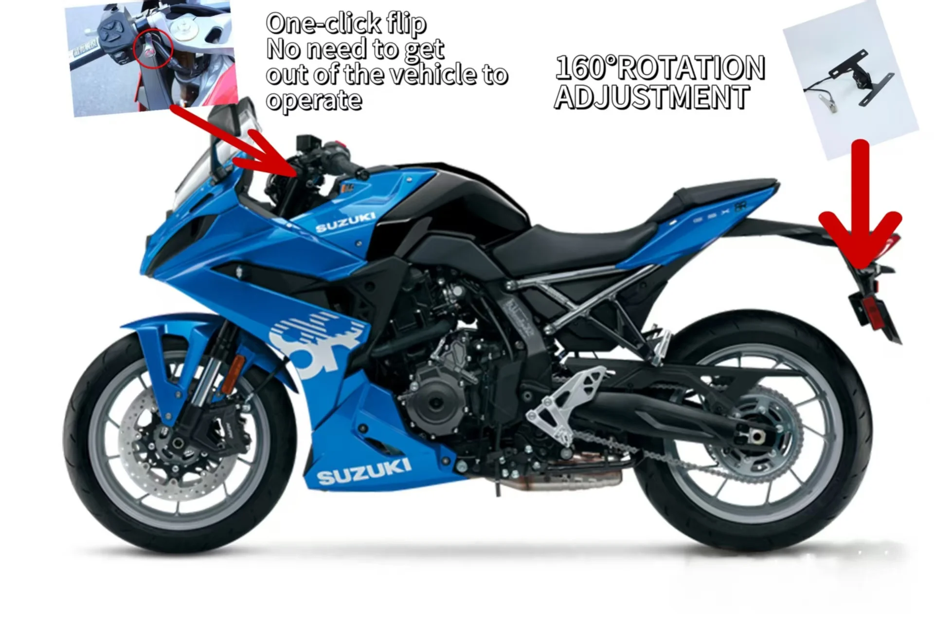 

ForCFMOTOSuzuki GSX8R License Plate Premium Adjustable License Plate Button Switch Effortless Contro License Plate Bracket Frame