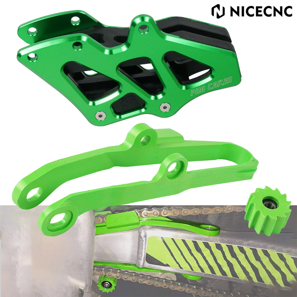 

NICECNC For Kawasaki KX250F KX450F KXF 250 450 2009-2015 KLX450 2011-2013 Motorcycle Swingarm Chain Slider Chain Guide Guard Kit