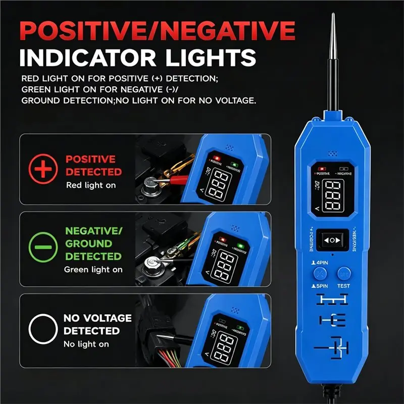New DW833 2 In 1 LED Display Automotive Relay Circuit Tester 12V/24V Universal Car Electronic Relay Testing Tool view 4