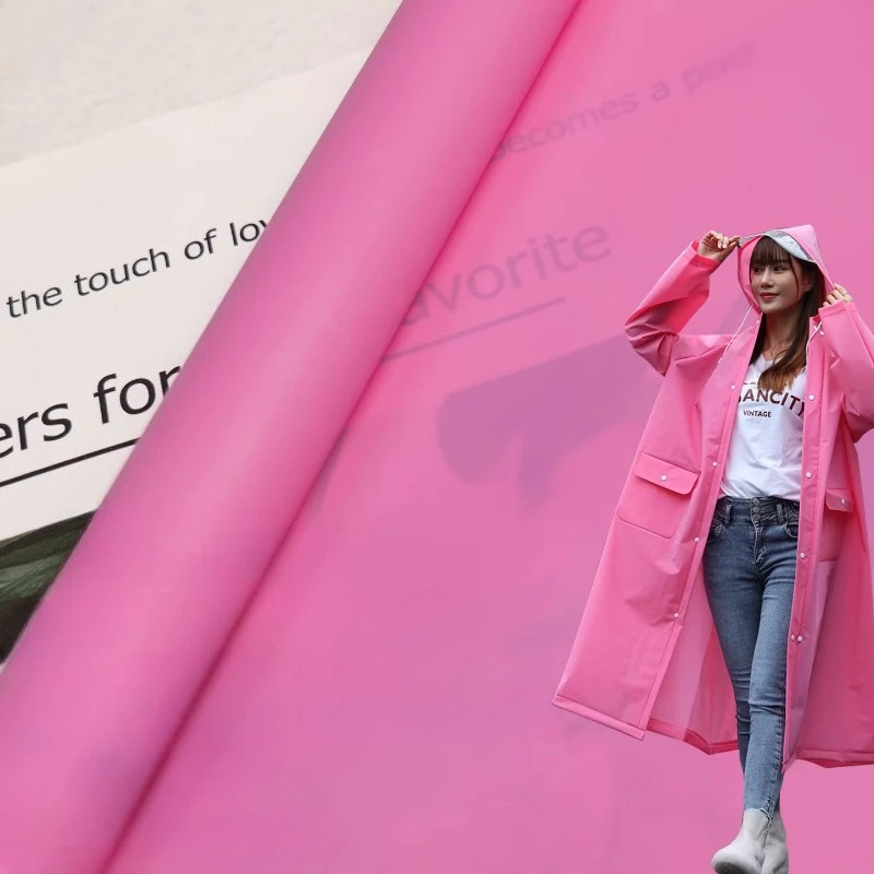 

Rose Pink Frosted Matte TPU Fabric for Eco-friendly Waterproof Raincoat Creative Clothing Designer Fabrics Diy Sewing Cloth