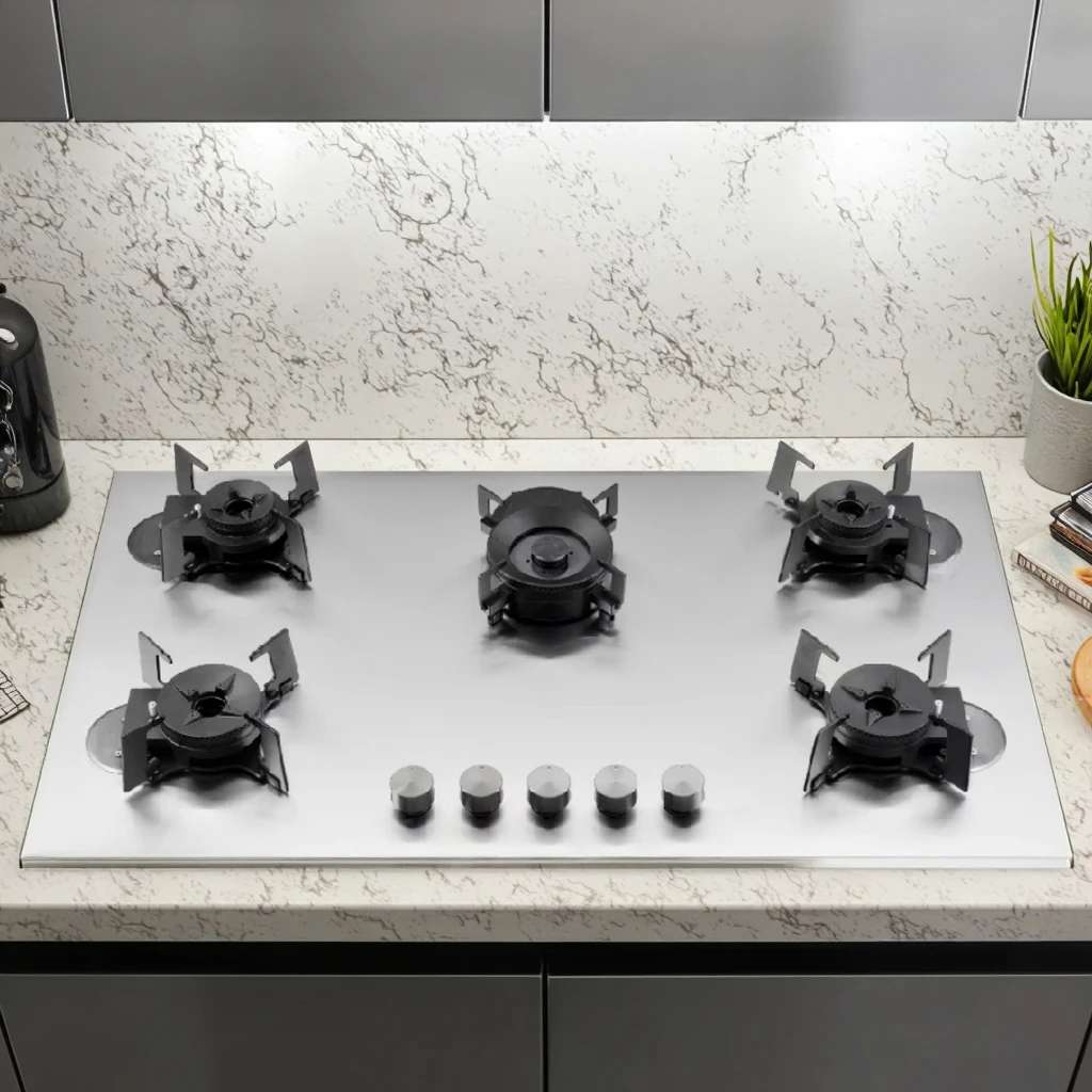

ALK High Quality 5 Burner Stainless Steel Table Top Panel Gas Stove for Household Kitchen