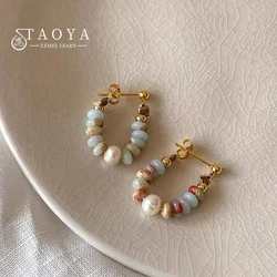 Vacation style Design Natural Stone Beaded Pearl Pendant Earrings for Women and Girls 2024 Fashion Jewelry Unusual Accessories