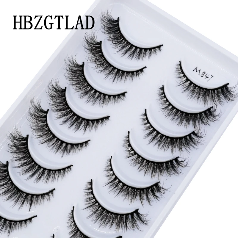 HBZGTLAD 10 pairs Eyelashes 3D Natural False Lashes Fluffy Soft Cross Fake Lashes Wispy Natural Long Eyelash Extension Makeup