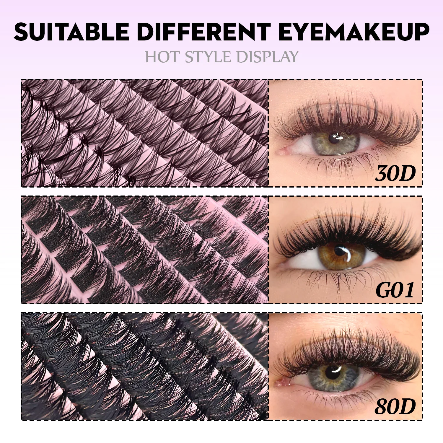 DIY 속눈썹 연장 키트 개별 속눈썹 연장 키트 클러스터 속눈썹 키트 속눈썹 접착제 및 씰과 핀셋 포함 자연스러운 룩