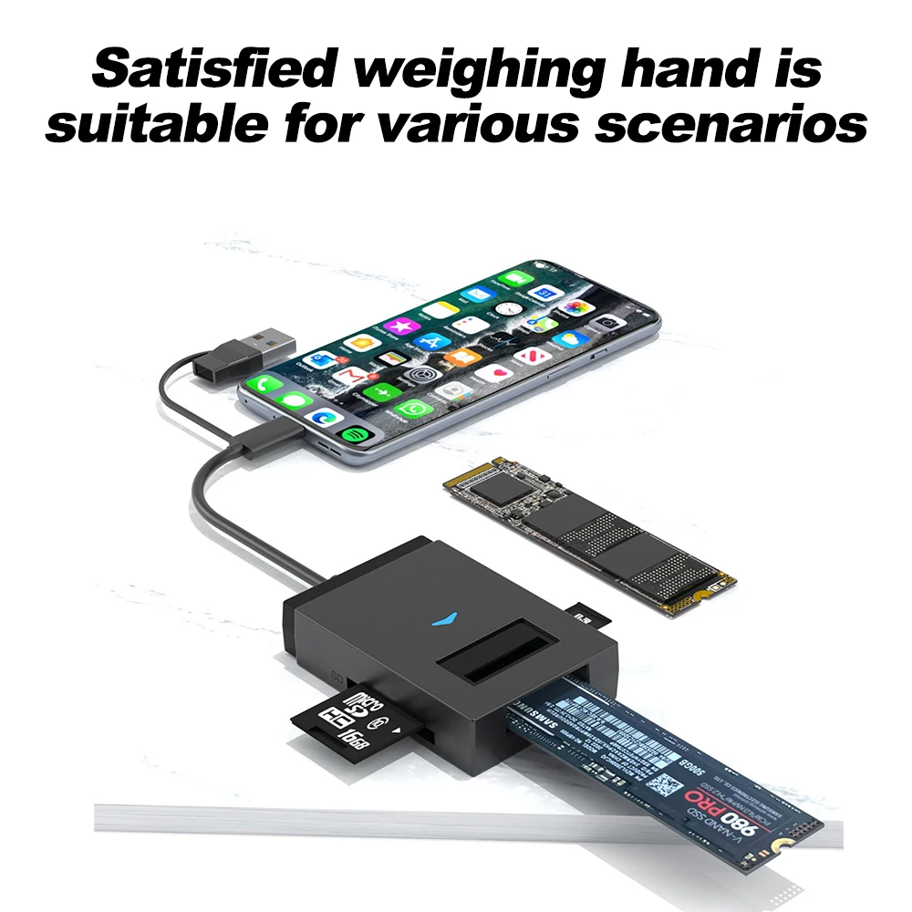 3-в-1 USB3.1 к M.2 NVMe NGFF SSD адаптер жесткого диска преобразователь 10 Гбит/с внешний корпус для устройства чтения карт SD TF прямая вставка