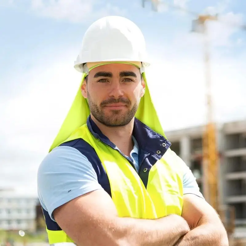2Pcs Breathable Elastic Hard Hat Neck Cover with Extended Rear Flap for Adults Y166