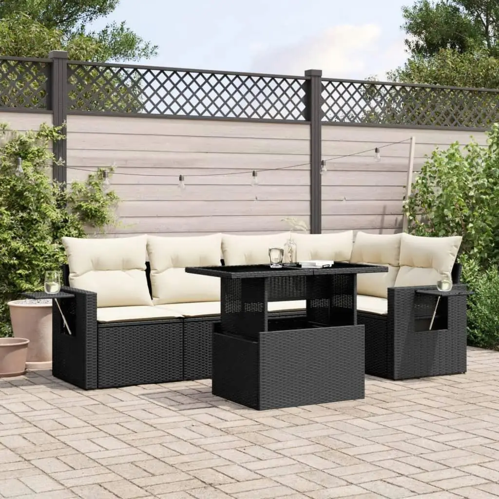 

Premium Garden Sofa Set Black Cream White Outdoor Living Furniture Cozy Seating Arrangement
