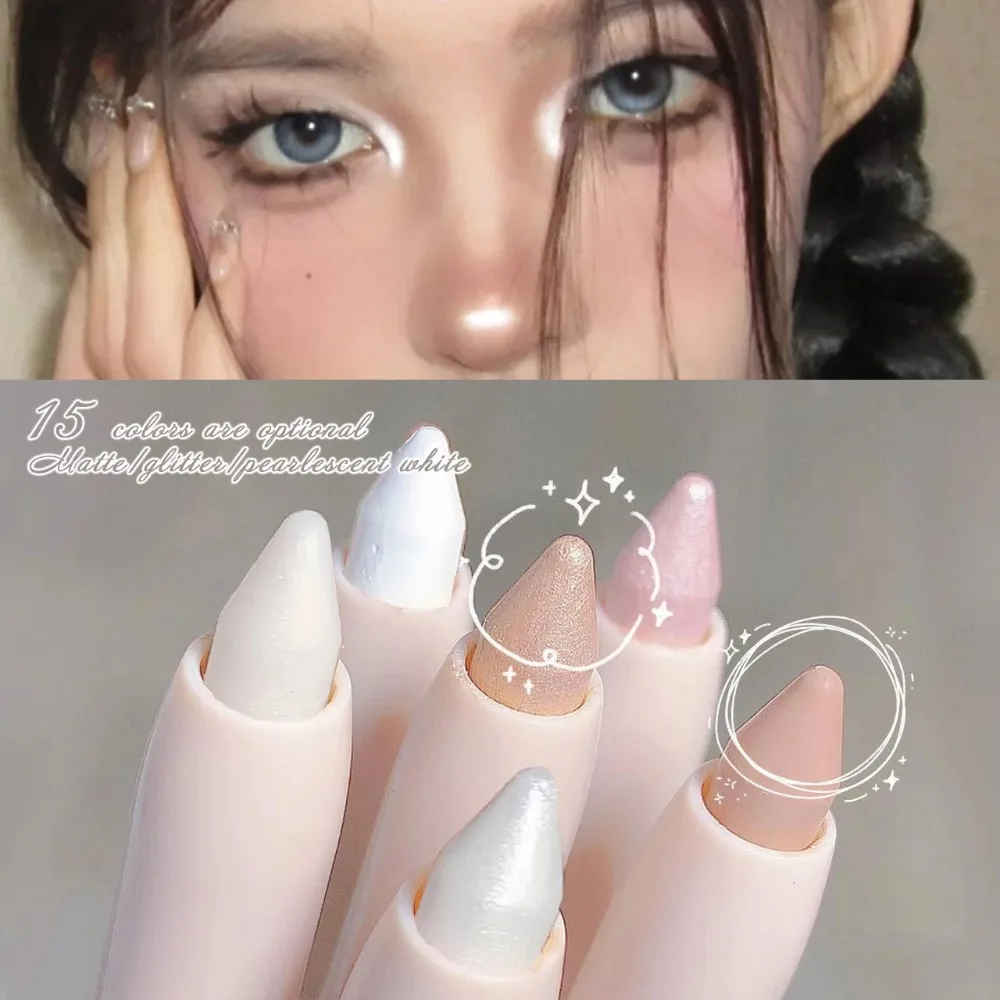 Ombre à barrage couchée Silkworm Highlighter Pen, Maquillage des yeux coréens, Perle blanche, Haute brillance, Éclaircissant, Paillettes, Bâton de fard à barrage, 256