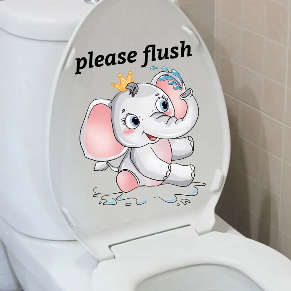 

Cartoon PVC Sea Animal Toilet Sticker Please Flush Washable Toilet Sign Sticker Removable Cute Bathroom Decals Living Room