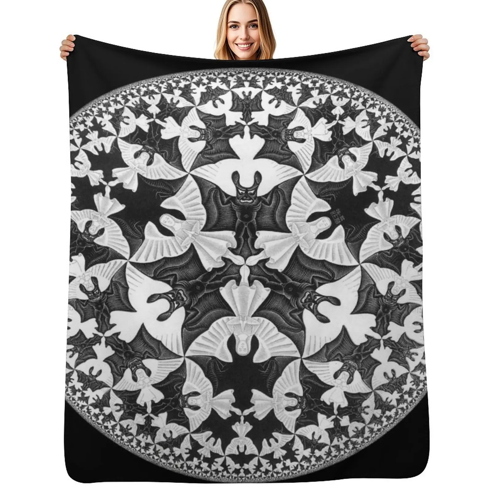 

Circle Limit IV (Bats Pattern), by Maurits Cornelis Escher Throw Blanket Compact Warm Blanket for Car Road Trip