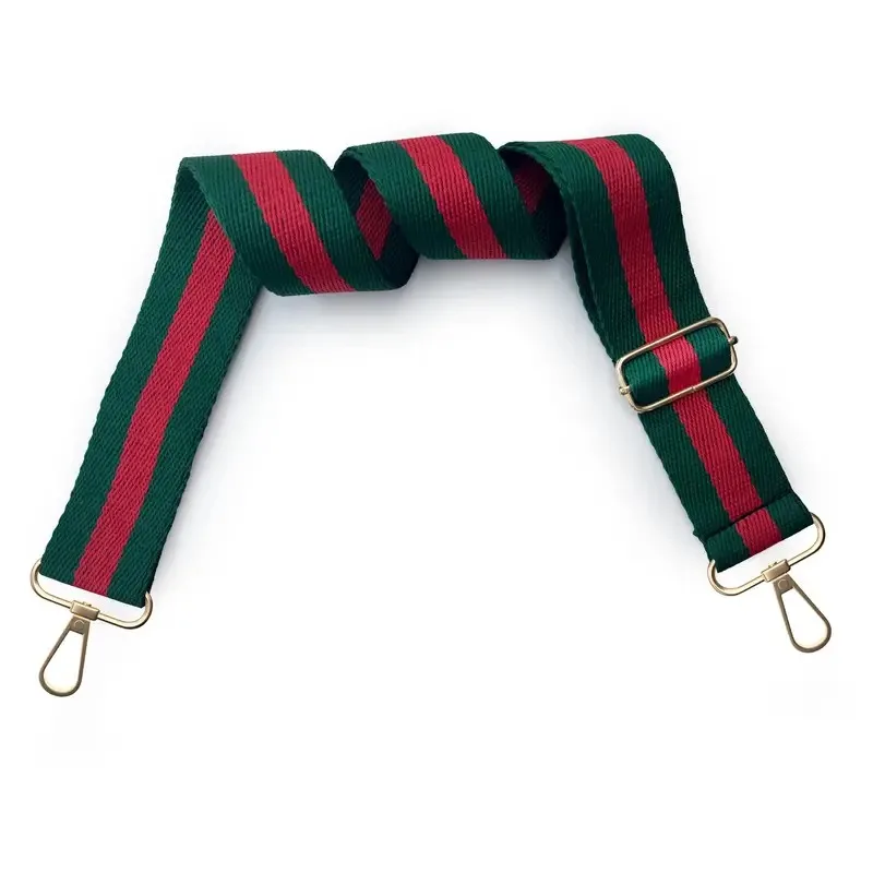 Tali Bahu Lebar Dapat Disesuaikan Hijau dengan Tali Nilon Tahan Lama Merah Pengganti Multifungsi untuk Tas Tangan Aksesori Tas DIY