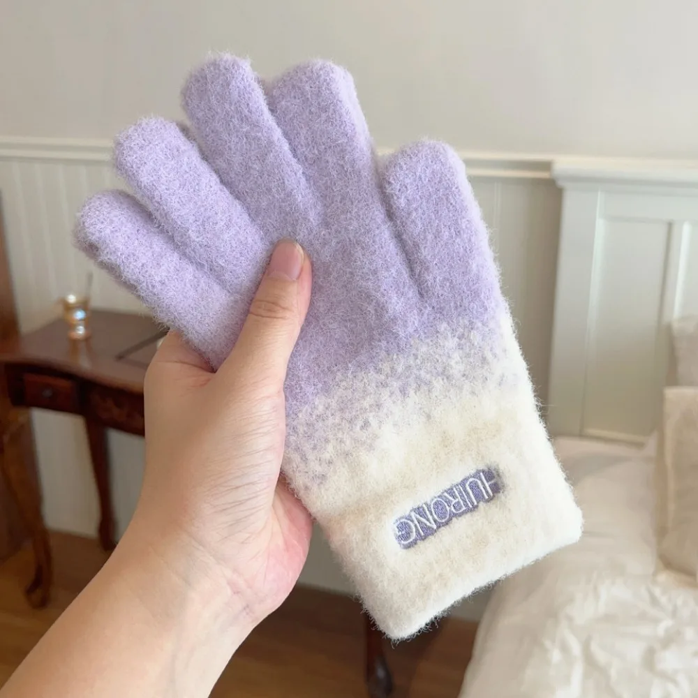 Thickened Knitted Gloves Snowflake Gradient Color Touch Screen Cold-proof Gloves keep Warm High Elasticity Five Finger Gloves