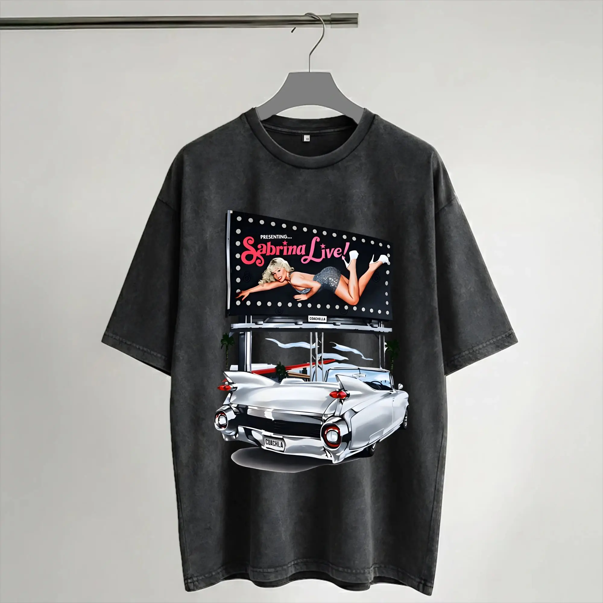 Harajuku Washed Shirts Sabrina Carpenter music festival 2026 Outfit Fashion T Shirt High Street Short Sleeve Graphic Tops Tees