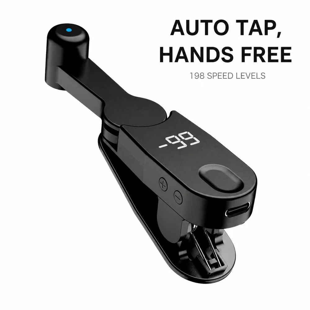 Automatic Screen Clicker Clip 198 Speed Levels Digital Display Type-C Powered Auto Tapper for Phone Tablet