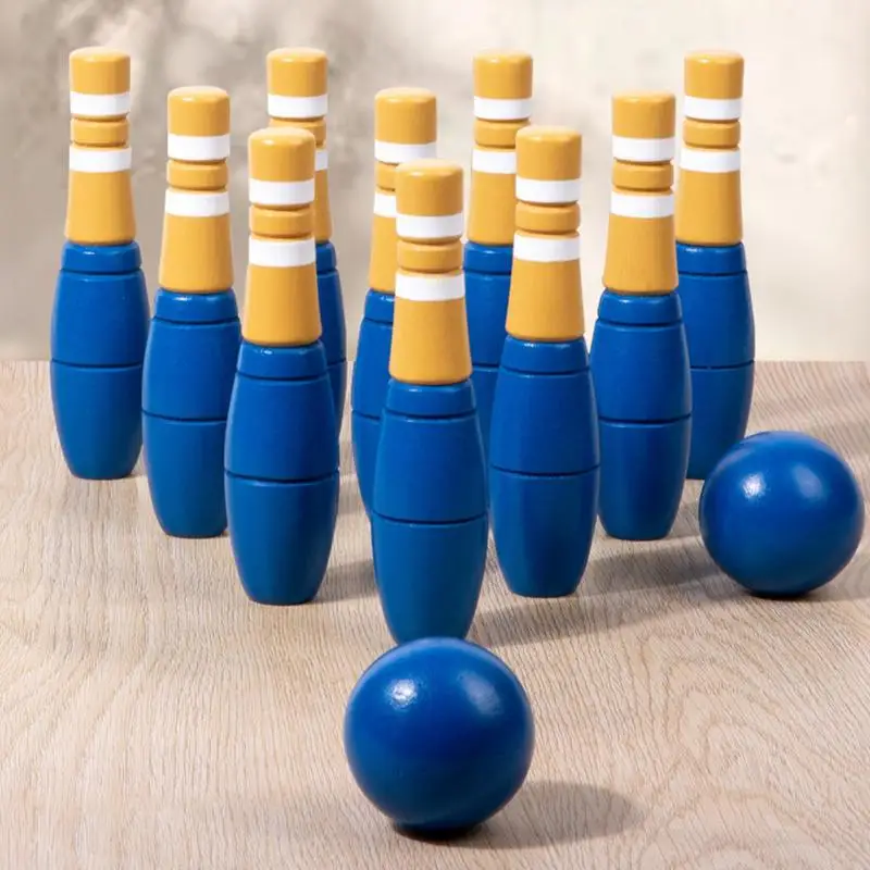 Wooden Bowling Game Set Children's Wooden Backyard Bowling Game Bowling Game Toys With Smooth Surfaces For Parties Carnivals