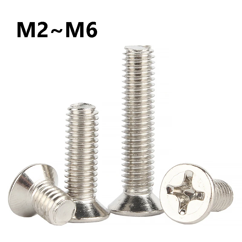 Yiqianyuan Zinc Plated Carbon Steel Phillips Recessed Countersunk Screws M2 M2.5 M3 M3.5 M4 M5 M6 For Electronics Diy Fasteners
