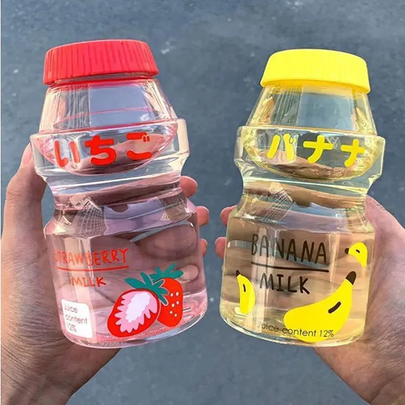 480ml Plastic Cute Yogurt Water Bottle Tour Drinking Bottle Yakult Shape Kawaii Milk Carton Shaker Bottle for Kid/Girl/Adult