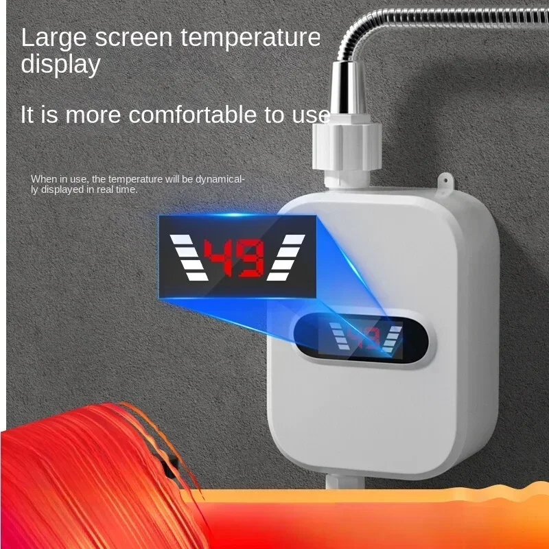 110V/220V Compact Kitchen Aid Instant Demand Water Heater with Bathroom Shower Head and Temperature Control A C