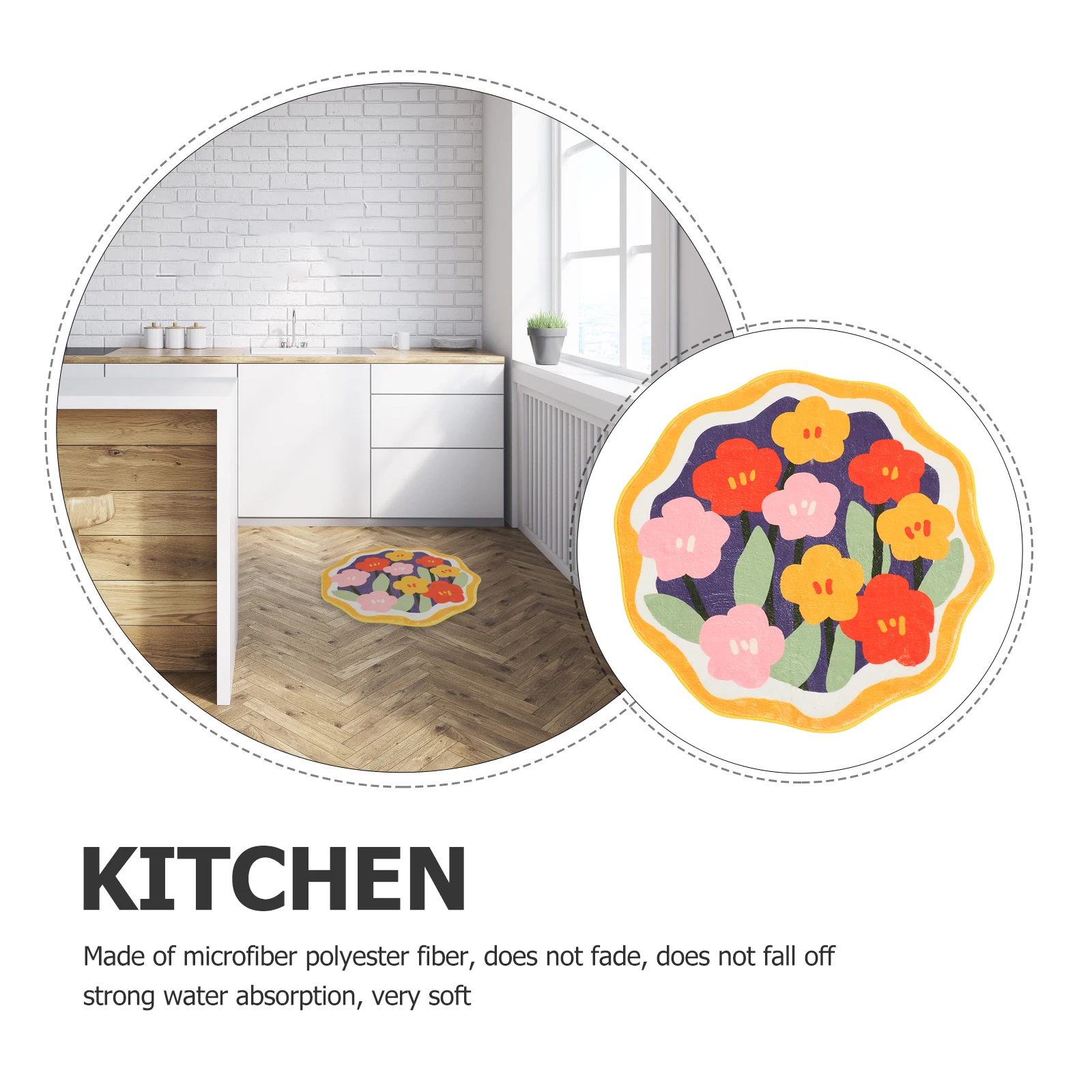 

Bathroom Rug Slip Water Absorbent Flower Floor For Home Anti Skid Bath Anti-Skid Bath Mat Cute Door Mat Household Carpet