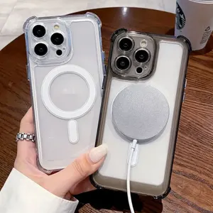 Soft anti-choca magnetic cover, transparent case for iPhone 16, 15, 14 plus, 13, 12, 11 pro max, wireless load, magsafe, luxury 6 Main Sales Phone Cover - №2