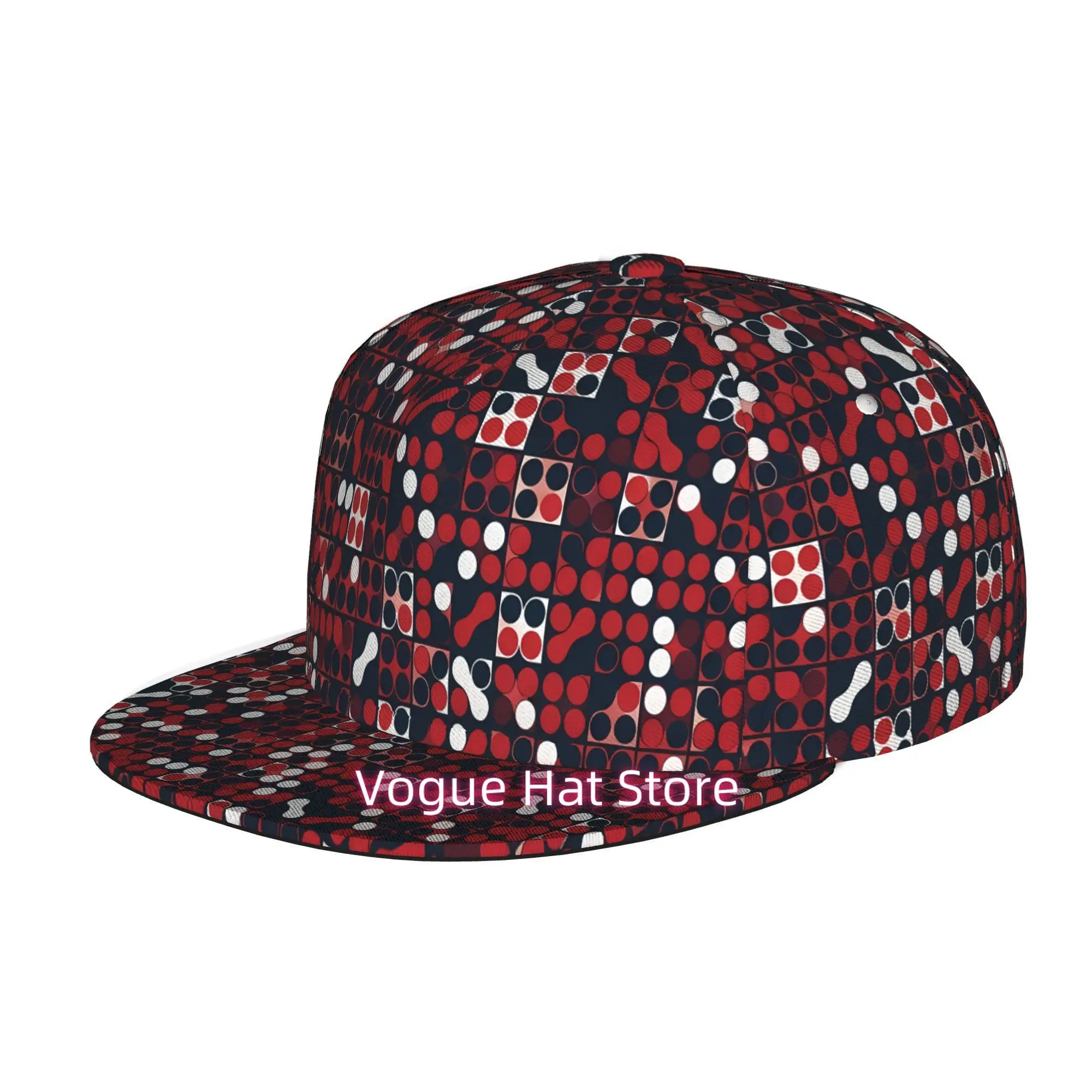 Men' & Women' Unisex Adjustable Snapback Trucker Hat - Abstract Red White Black Flat Brim Cap, Soft Streetwear Baseball Hat Suit