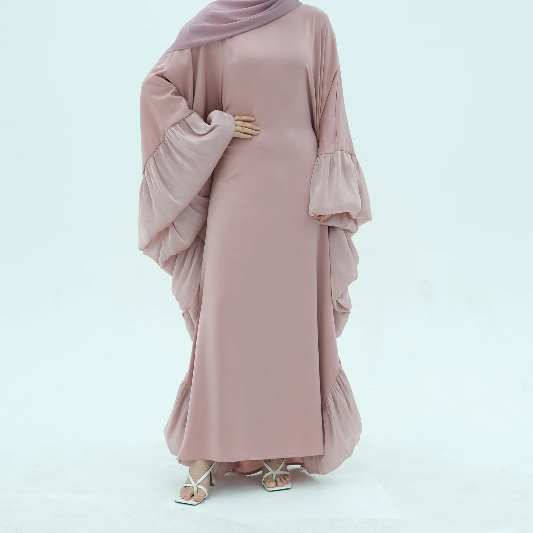 

Праздничное платье-абайя для женщин, кафтан с рюшами, джалабия, мусульманское платье в дубайском стиле, длинное платье для Рамадана, марокканский кафтан, длинная роба, абайи 2026