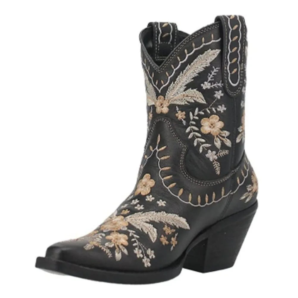 AOSPHIRAYLIAN 2023 Western Cowboy Retro Sewing Floral Ankle Boots For Women Slip On Cowgirl Classic Embroidery Women's Shoes