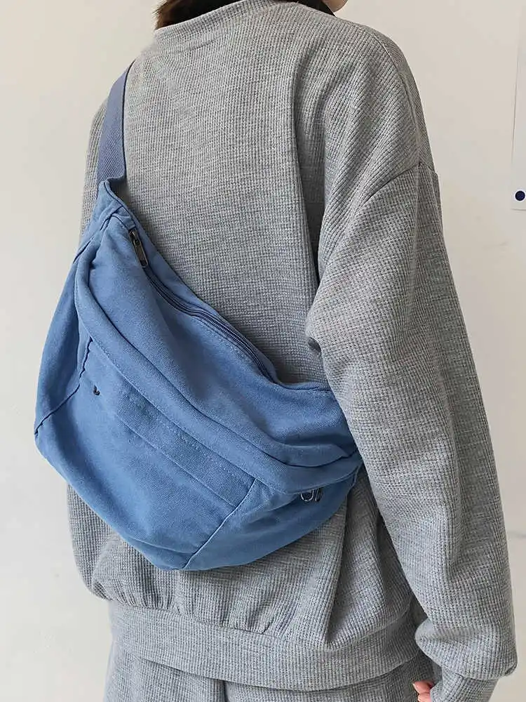 Fashion Canvas Chest Bag Women Men New Large Capacity Versatile Shoulder Crossbody Bags Japanese Vintage Student Rucksack