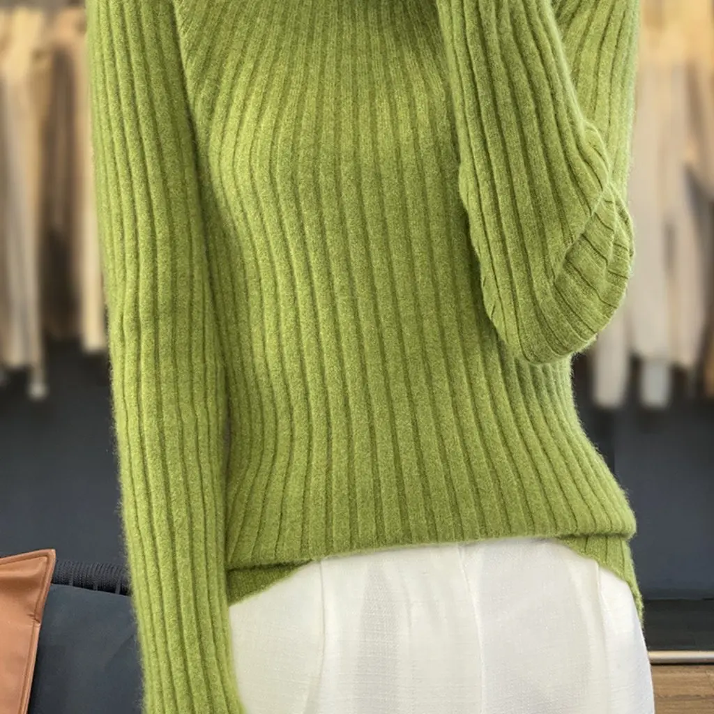 

Women's Korean Loose Slim Knit Top Semi-High Collar Drawstring Umbrella Style Velvet Fashion Spring New Arrival
