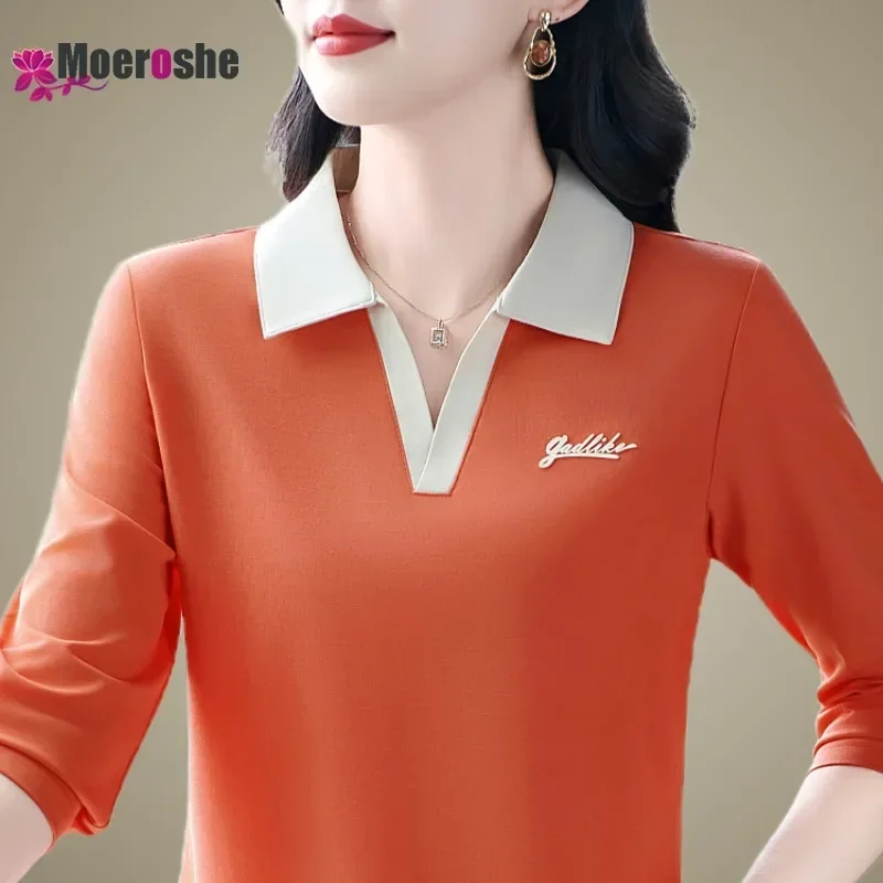 

Long Sleeve Golf POLO Shirt for Women Youthful Woman Clothes Elegant Ladies Stand-up Collar Sporty T-shirts CasualTops