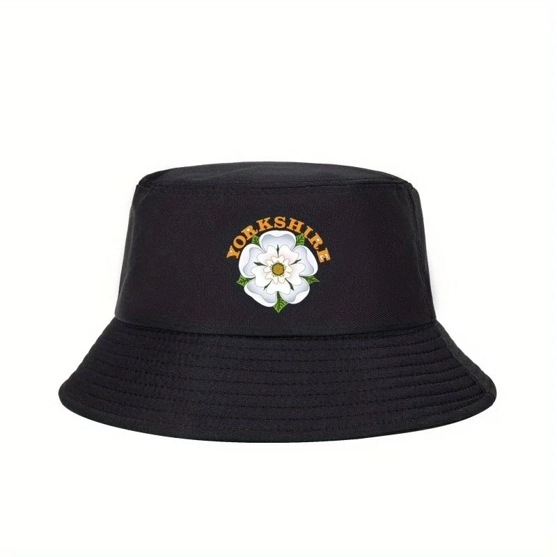 A Unisex Fisherman'S Hat Featuring The White Rose of Yorkshire - Breathable, Foldable, And Designed for Outdoor Travel with a St