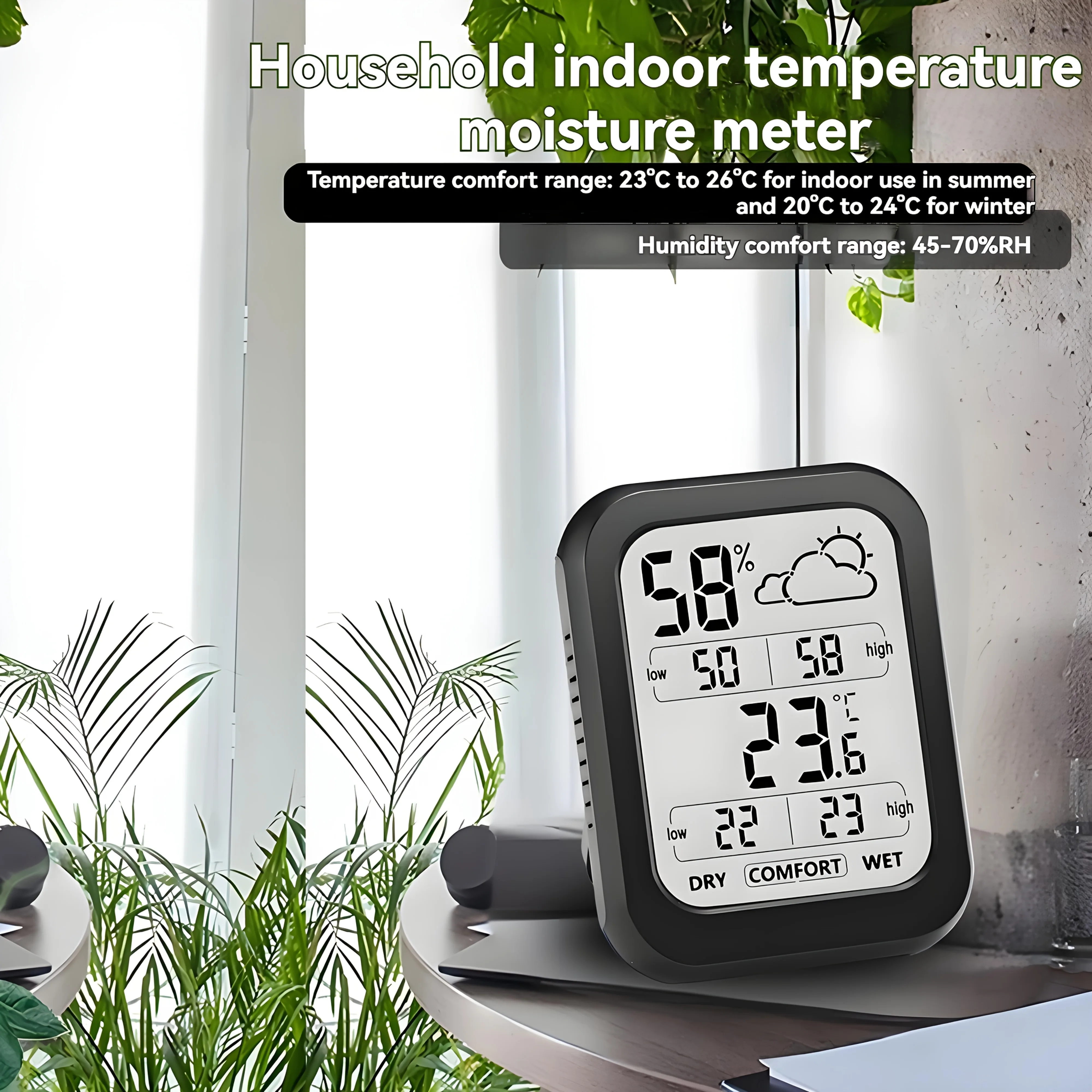 

Indoor Digital Electronic Thermometer with Weather Forecast for Bedroom, Office or Kitchen