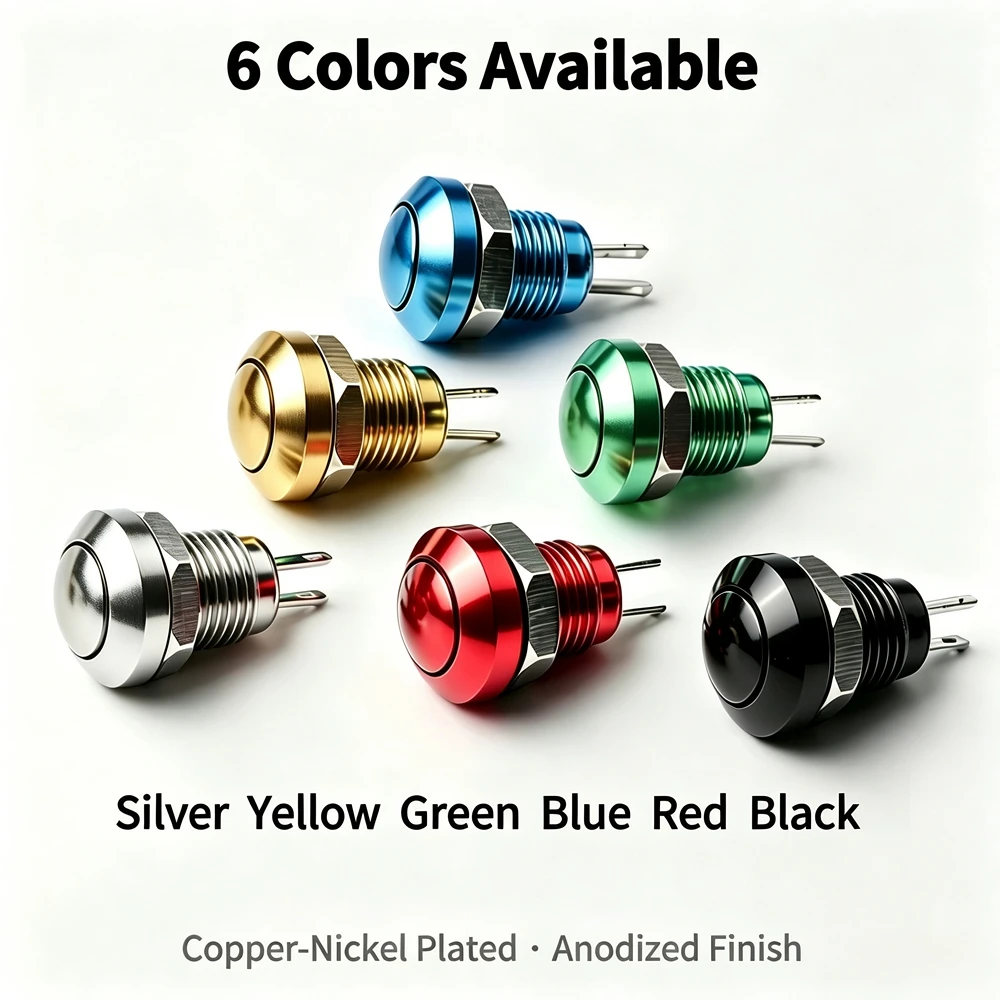 Metal Push Button Switch Momentary 8mm Ball Round Head Waterproof 1A 1NO Pin Terminal 5V‑24V For Auto Modification Door Bell