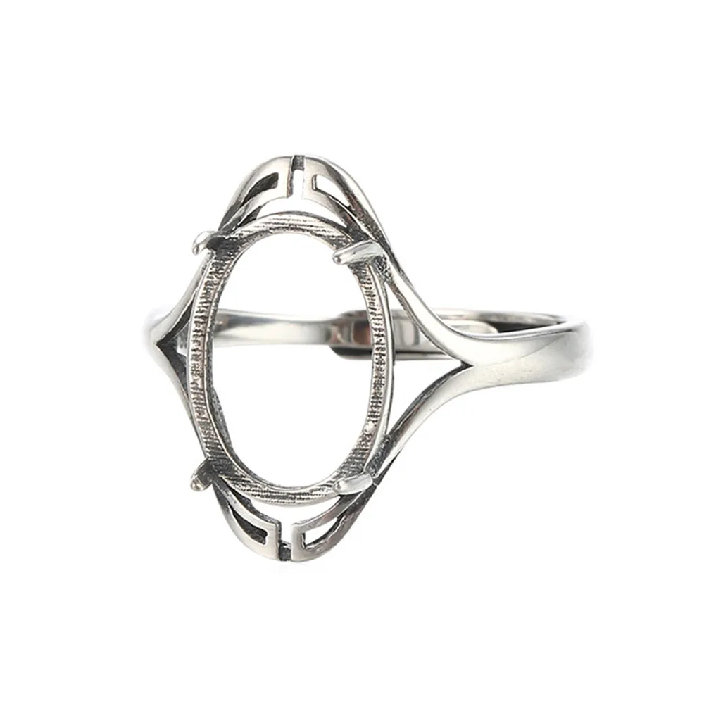 

Ring Setting(10x14mm Oval Blank) Adjustable Thai Sterling Silver Ring Blank Oval Cabochon Ring Bezel