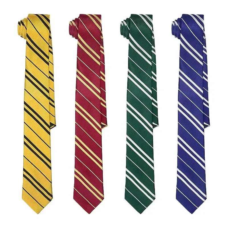 4PC Fantasy Movie Magic Academy Striped Tie Movie Character Theme Party Red Tie Halloween Role Play Dress Up Costume Props