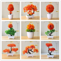 Artificial Plants Potted Bonsai Decorative Orange Series Small Trees Plants Office Table Ornament for Home Garden Decor Bonsai
