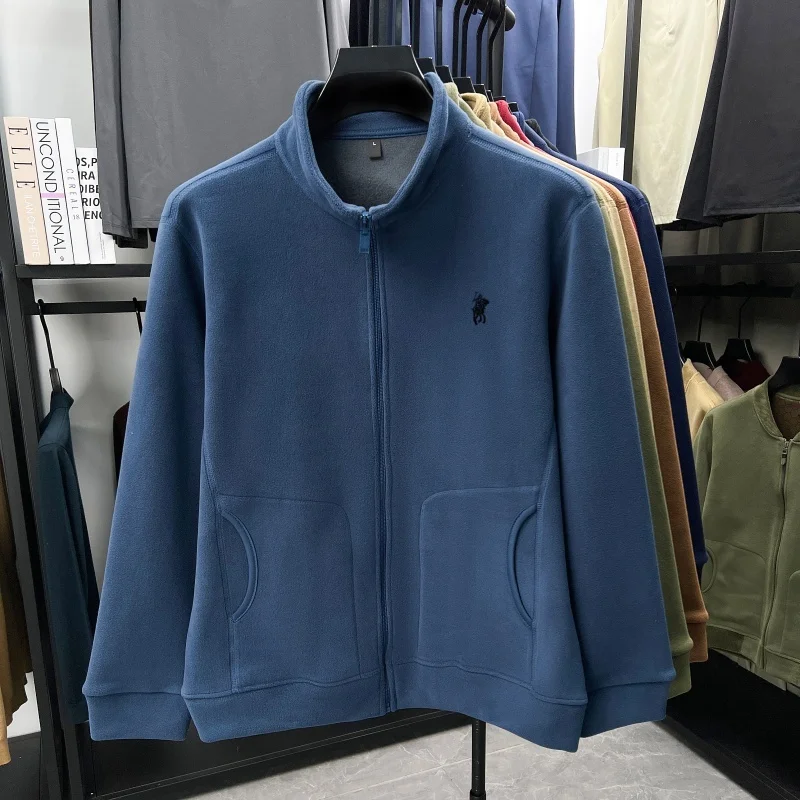 Modische Herrenjacke für Herbst und Winter, hochwertige, verdickte, warme Samtjacke, High-End-Marke Paul Pony, bestickte Jacke mit Reißverschluss und Stehkragen – Detail 21