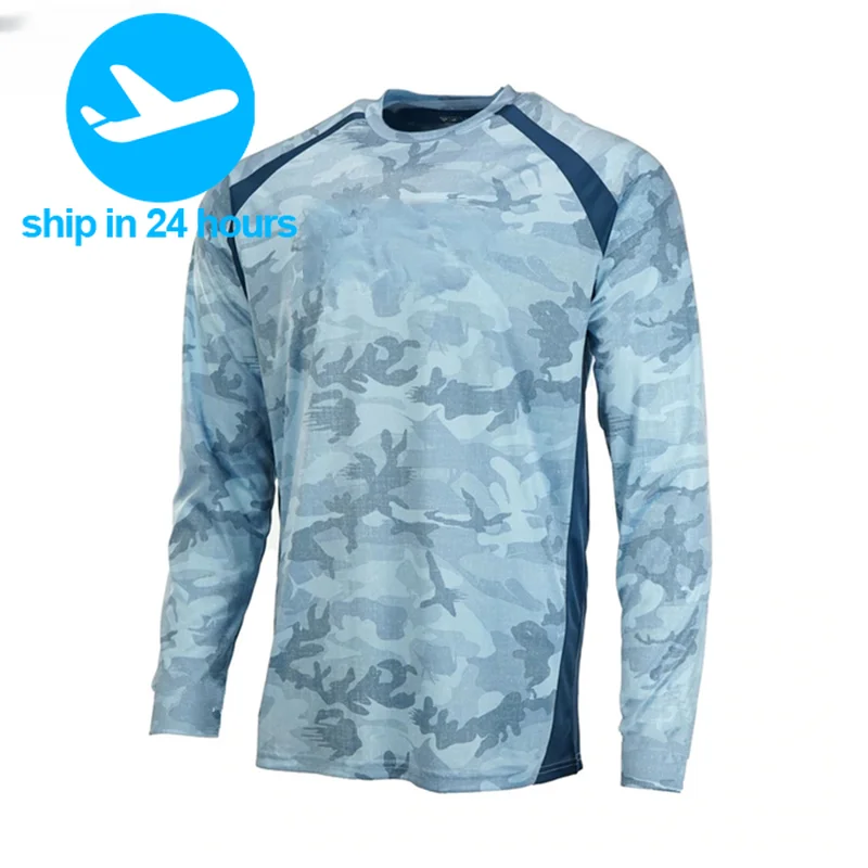 

New Outdoor Fishing Clothing Sunscreen Long Sleeve Fish Print Anti-UV Fishing Shirts