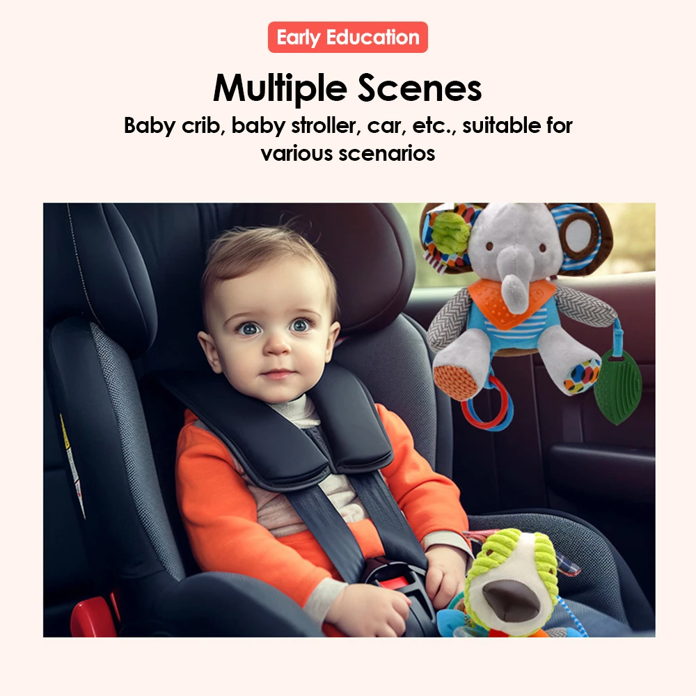 Montessori Baby Toys Kawaii Soft Plush Dolls Animal Strollers Pendant Toys for Newborn Boys Girls Toddler Birthday Gift