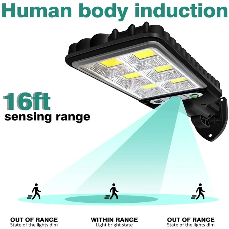 Farolas solares COB para exteriores, lámpara de pared LED inalámbrica de seguridad, impermeable, con 3 modos de luz y Sensor de movimiento, para jardín y Patio, 108/180