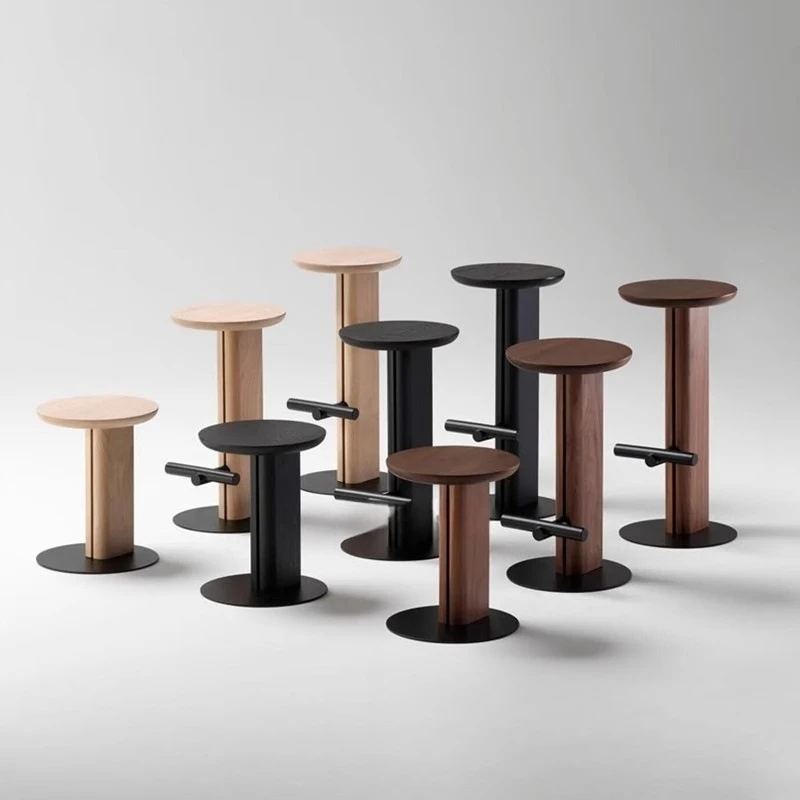 Simple solid wood bar chair, single-person high-legged phone shop front desk high stool, solid wood