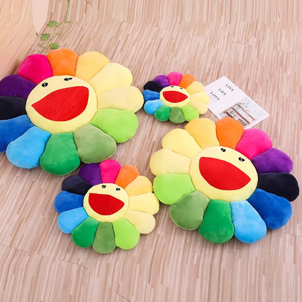 

55cm Kawaii Smile Face Sunflower Sun Flower Stuffed Plush Toy Doll Cushion Mat Hold pillow Home Bedroom Auto Decor Girls Gift