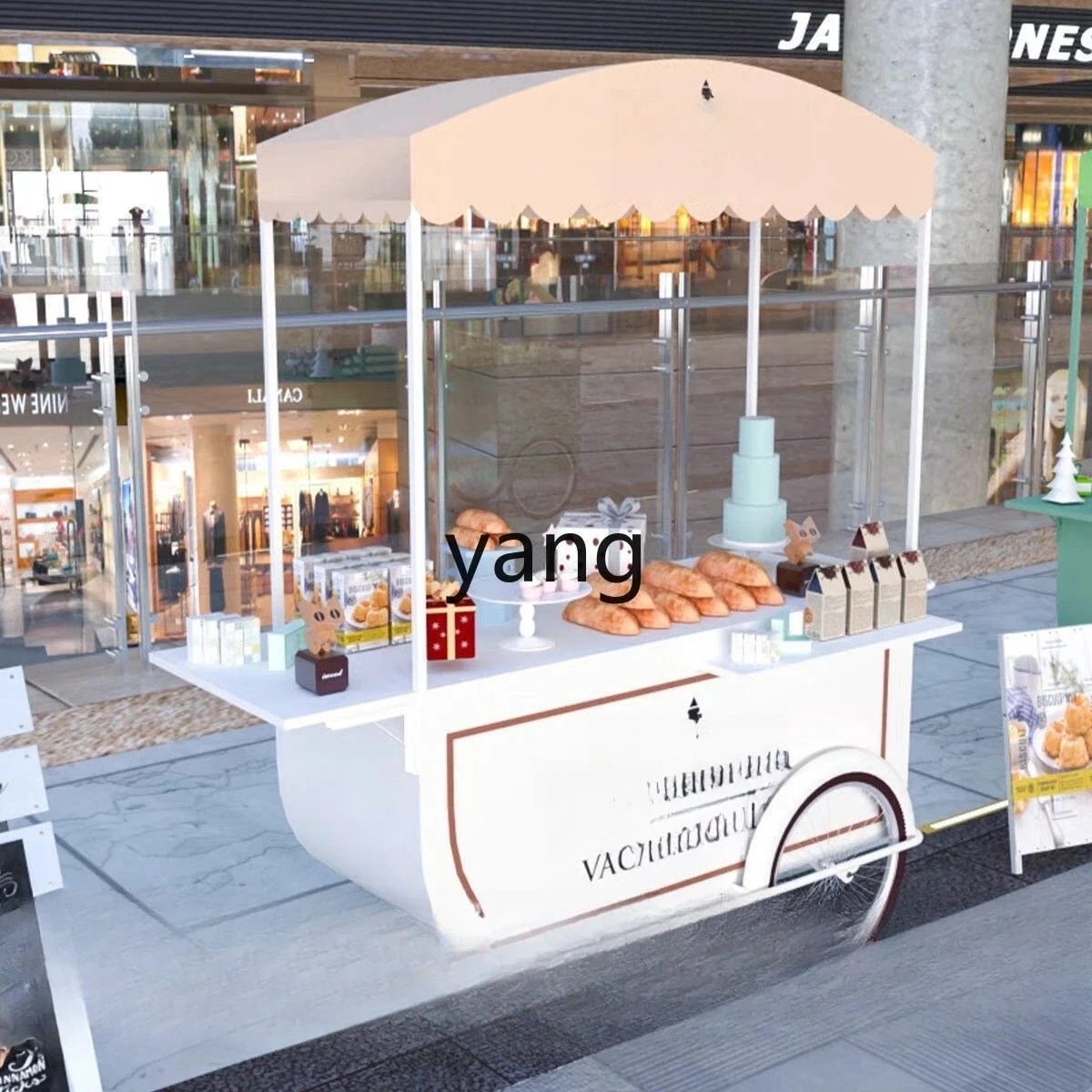 ltt1 shopping mall stall creative wrought iron movable dining car scenic night market display car