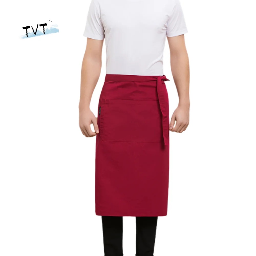 Antifouling Halve Schort Verstelbare Effen Kleur Ober Taille Schort Vetersluiting Ontwerp Unisex Huishoudelijke Werkschort Restaurant