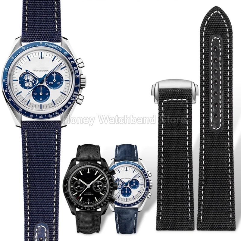 High Strength TearProof for Omega Citizen Snoopy 310 600 Swatch Nylon Watch Strap Flat Interface Steel Buckle Waterproof Outdoor